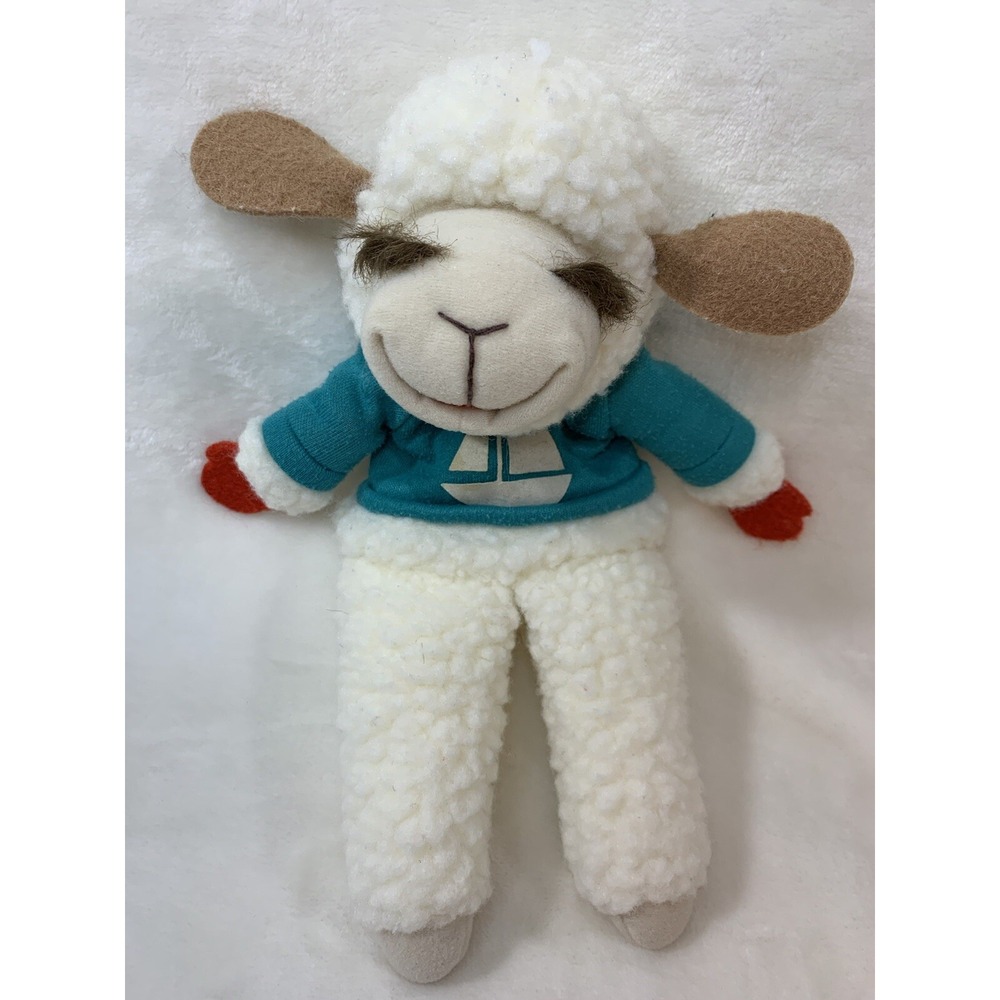 1993 Lamb Chop Plush Hand Puppet Shari Lewis White Lamb Blue Shirt Stuffed Toy